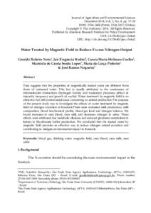 Journal of Agriculture and Environmental Sciences December 2014, Vol. 3, No. 4, ppISSN: Print), Online) Copyright © The Author(sAll Rights Reserved. Published by American Research 