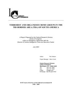 Terrorist and Organized Crime Groups in the Tri-Border Area (TBA) of South America