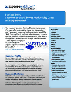 Success Story  Capstone Logistics Drives Productivity Gains with ExpenseWatch  “