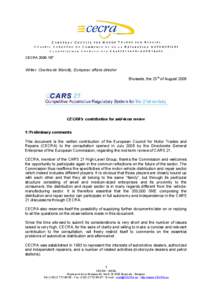 CECRA 2008­187   Writer: Charles de Marcilly, European affairs director  Brussels, the 25 th  of August 2008   CECRA’s contribution for mid­term review 