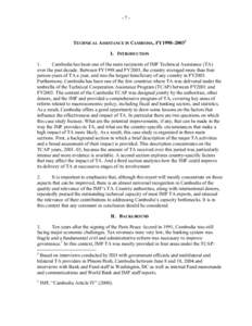 Independent Evaluation Office (IEO) Report - Evaluation of the Technical Assistance Provided by the IMF - Volume 2 -- Cambodia -- January 31, 2005