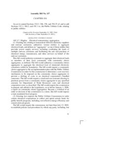 Assembly Bill No. 117 CHAPTER 838 An act to amend Sections 218.3, 366, 394, and[removed]of, and to add Sections 331.1, 366.2, and[removed]to, the Public Utilities Code, relating to public utilities. [Approved by Governor Se