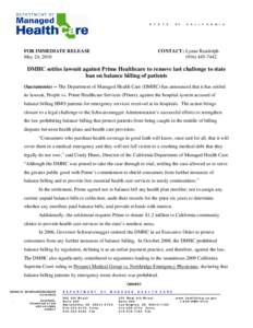 S  T FOR IMMEDIATE RELEASE May 24, 2010