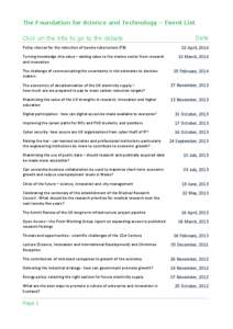 The Foundation for Science and Technology – Event List Click on the title to go to the debate Policy choices