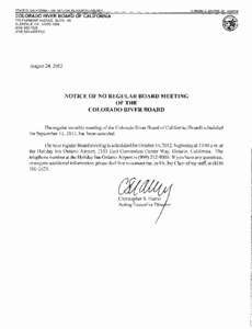 STATE OF CALIFORNIA - THE NATURAL RESOURCES AGENCY  EDMUND G. BROWN, JR., Governor COLORADO RIVER BOARD OF CALIFORNIA 770 FAIRMONT AVENUE, SUITE 100