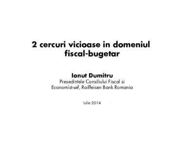 2 cercuri vicioase in domeniul fiscal-bugetar Ionut Dumitru Presedintele Consiliului Fiscal si Economist-sef, Raiffeisen Bank Romania