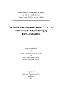 Aus der Abteilung für Geschichte der Medizin der Ruhr-Universität Bochum Ehem. Leiterin: Prof. Dr. rer. nat. I. Müller