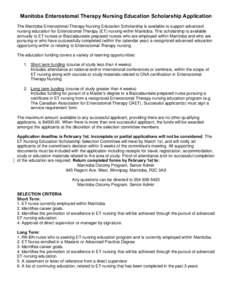 Microsoft Word - 2014Manitoba Enterostomal Therapy Nurse Scholarship Final