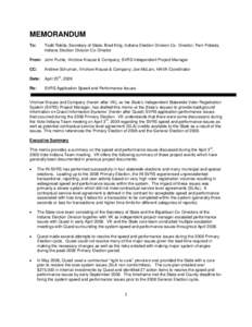 MEMORANDUM To: Todd Rokita, Secretary of State; Brad King, Indiana Election Division Co- Director; Pam Potesta, Indiana Election Division Co-Director