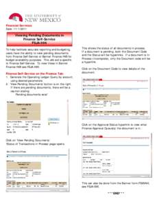 Financial Services Date: Viewing Pending Documents in Finance Self-Service FSJA-096