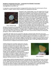 Blackthorn management at Noar Hill – a perspective from Butterfly Conservation Dr Dan Hoare, Senior Regional Officer[removed]removed] In response to concerns about blackthorn management this w