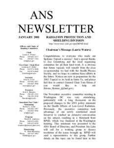 ANS NEWSLETTER JANUARY 2001 RADIATION PROTECTION AND SHIELDING DIVISION