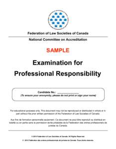 Federation of Law Societies of Canada National Committee on Accreditation SAMPLE  Examination for