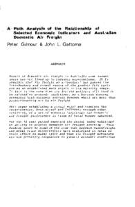A  Path Analysis of the Relationship of Selected Economic Indicators and Aust.·alian Domestic Air Freight