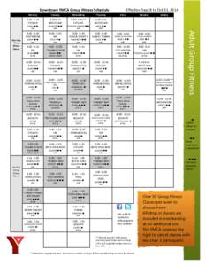 Downtown YMCA Group Fitness Schedule Tuesday Wednesday  Thursday