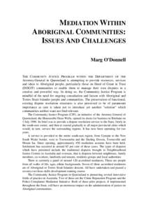 Mediation within Aboriginal communities : issues and challenges
