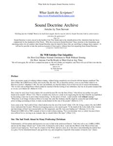 What Saith the Scripture Sound Doctrine Archive  What Saith the Scripture? http://www.WhatSaithTheScripture.com/  Sound Doctrine Archive