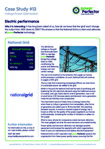 Case Study #13  Voltage Power Optimisation Electric performance Why it is interesting: It has long been asked of us, how do we know that the ‘grid’ won’t change