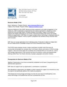 New York State Council on the Arts 300 Park Avenue South, 10th Floor New York, New York[removed]8800 www.arts.ny.gov