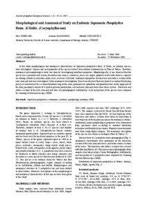 Journal of Applied Biological Sciences 1 (2): 19–25, 2007  Morphological and Anatomical Study on Endemic Saponaria Pamphylica