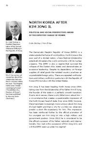 North Korea after Kim Jong Il – Political and social perspectives ahead of the expected change of power