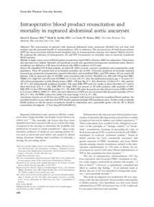 Intraoperative blood product resuscitation and mortality in ruptured abdominal aortic aneurysm