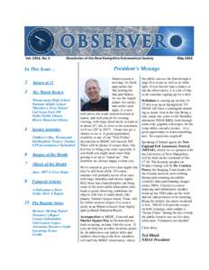 Vol. 2014, No. 5  Newsletter of the New Hampshire Astronomical Society In This Issue…