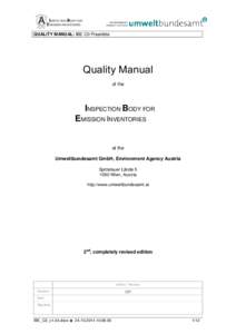 INSPECTION BODY FOR EMISSION INVENTORIES QUALITY MANUAL: IBE C0 Preamble Quality Manual of the