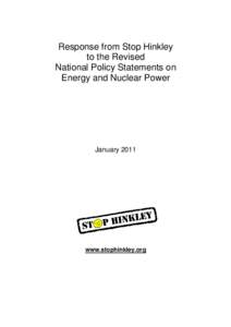 Response from Stop Hinkley to the Revised National Policy Statements on Energy and Nuclear Power  January 2011