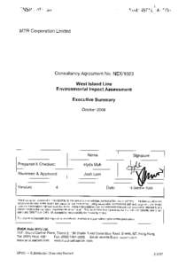 Consultancy Agreement No. NEX/1023 West Island Line Environmental Impact Assessment Final Environmental Impact Assessment Report – Executive Summary  MTR Corporation Limited