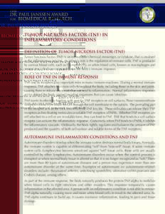 THE  DR. PAUL JANSSEN AWARD for BIOMEDICAL RESEARCH  TUMOR NECROSIS FACTOR (TNF) IN