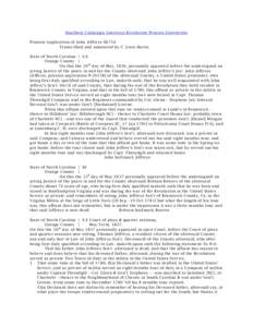 Southern Campaign American Revolution Pension Statements Pension Application of John Jeffreys S8754 Transcribed and annotated by C. Leon Harris State of North Carolina } S.S. Orange County } On this the 26 th day of May,