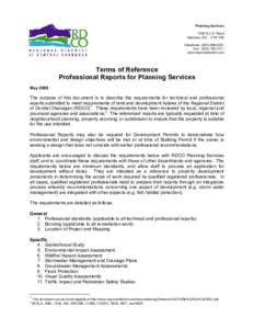 Planning Services 1450 K.L.O. Road Kelowna, B.C. V1W 3Z4 Telephone: ([removed]Fax: ([removed]www.regionaldistrict.com