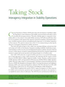 Taking Stock Interagency Integration in Stability Operations By Caroline R. Earle C