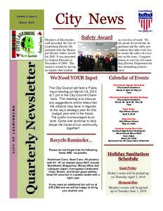 Volume 3, Issue 1  Quarterly Newsletter CITY OF LAURINBURG