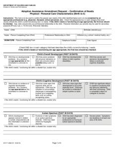 ADOPTION ASSISTANCE AMENDMENT REQUEST – CONFIRMATION OF NEEDS