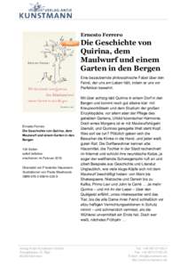 Ernesto Ferrero  Die Geschichte von Quirina, dem Maulwurf und einem Garten in den Bergen