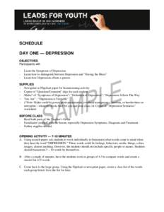 SCHEDULE DAY ONE — DEPRESSION OBJECTIVES Participants will: -