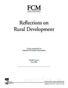 Reflections on Rural Development A paper prepared for the Federation of Canadian Municipalities