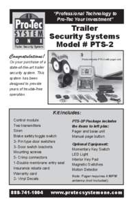 “Professional Technology to Pro-Tec Your Investment” ® Trailer Security System