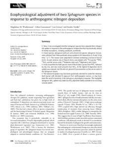Ecophysiological adjustment of two Sphagnum species in response to anthropogenic nitrogen deposition