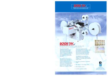 Technical Description BORDA’TAC WITH 2, 3 OR 4 TACK FACILITY AND VERTICAL STITCH ON-LINE TARGETING SYSTEM BORDA’TAC WITH 2, 3 OR 4 TACK FACILITY AND VERTICAL STITCH ON-LINE TARGETING SYSTEM