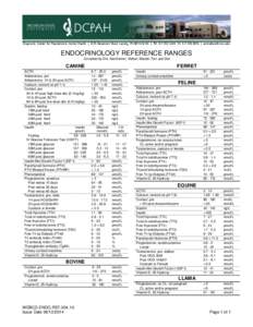 Diagnostic Center for Population & Animal Health | 4125 Beaumont Road, Lansing, MI[removed] | PH: [removed]FX: [removed] | animalhealth.msu.edu  ENDOCRINOLOGY REFERENCE RANGES Compiled by Drs. Nachreiner, Refsal