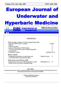 Volume 8 No. 1&2, May[removed]ISSN: 1605–9204 European Journal of Underwater and