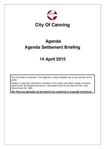 Agenda of Agenda Settlement BriefingApril 2015