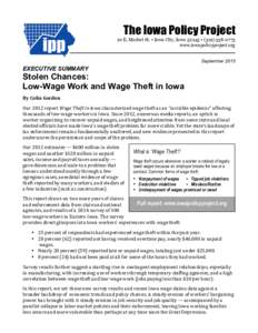 The Iowa Policy Project 20 E. Market St. • Iowa City, Iowa 52245 • (www.iowapolicyproject.org SeptemberEXECUTIVE SUMMARY