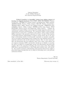 Abstract Submitted for the MAR15 Meeting of The American Physical Society Critical transition to bistability arising from hidden degrees of freedom in origami structures ITAI COHEN, JESSE SILVERBERG, Physics,