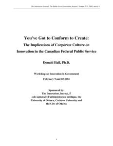 The Innovation Journal: The Public Sector Innovation Journal, Volume 7(2), 2002, article 4. ________________________________________________________________________________________________________________________________