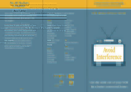 No AV Sockets Available Prepared in the interest of better quality viewing by your local commercial TV stations, the ABC, SBS and the Australian Broadcasting Authority.
