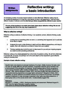 Written assignments Reflective writing: a basic introduction